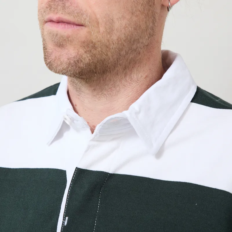 Opensider Classic Rugby Shirt Green Wide Stripe-3