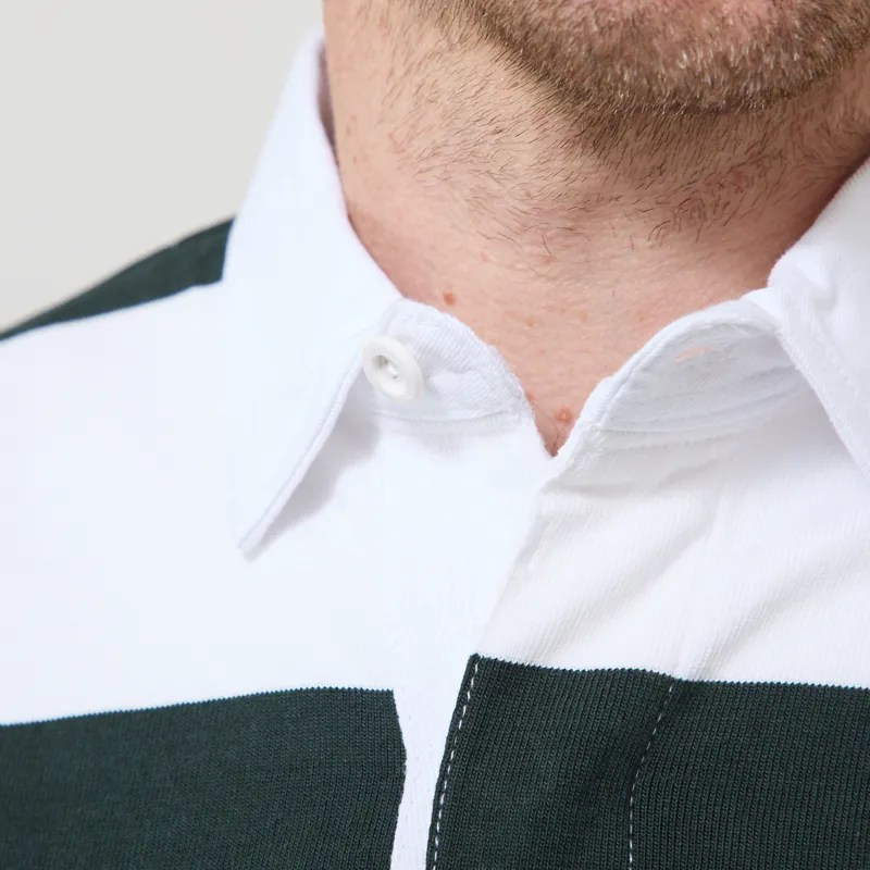 Opensider Classic Rugby Shirt Green Wide Stripe-4