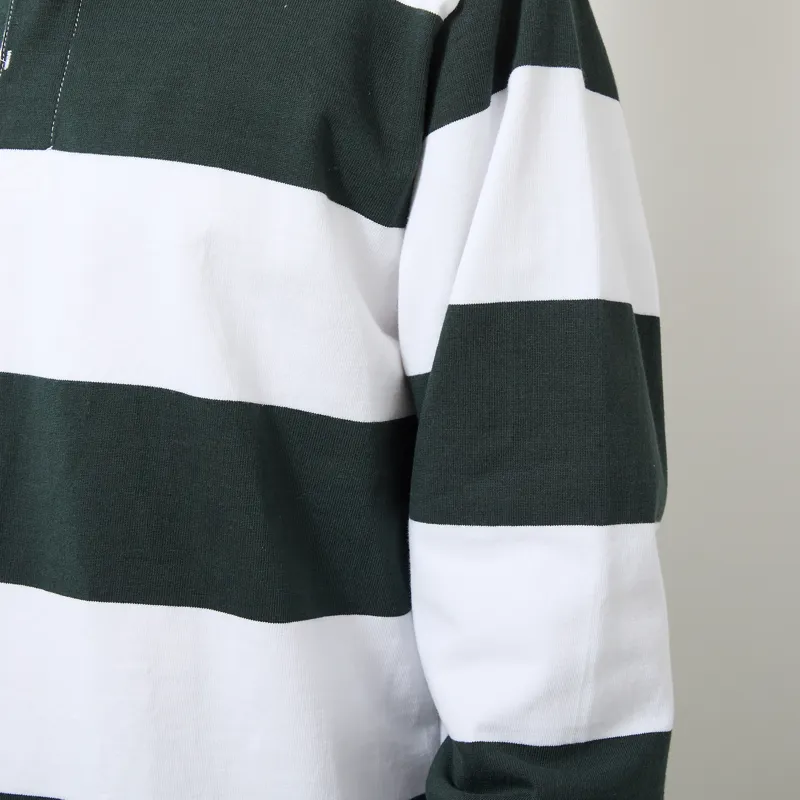 Opensider Classic Rugby Shirt Green Wide Stripe-5