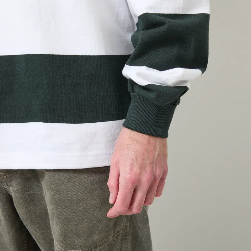 Opensider Classic Rugby Shirt Green Wide Stripe-6