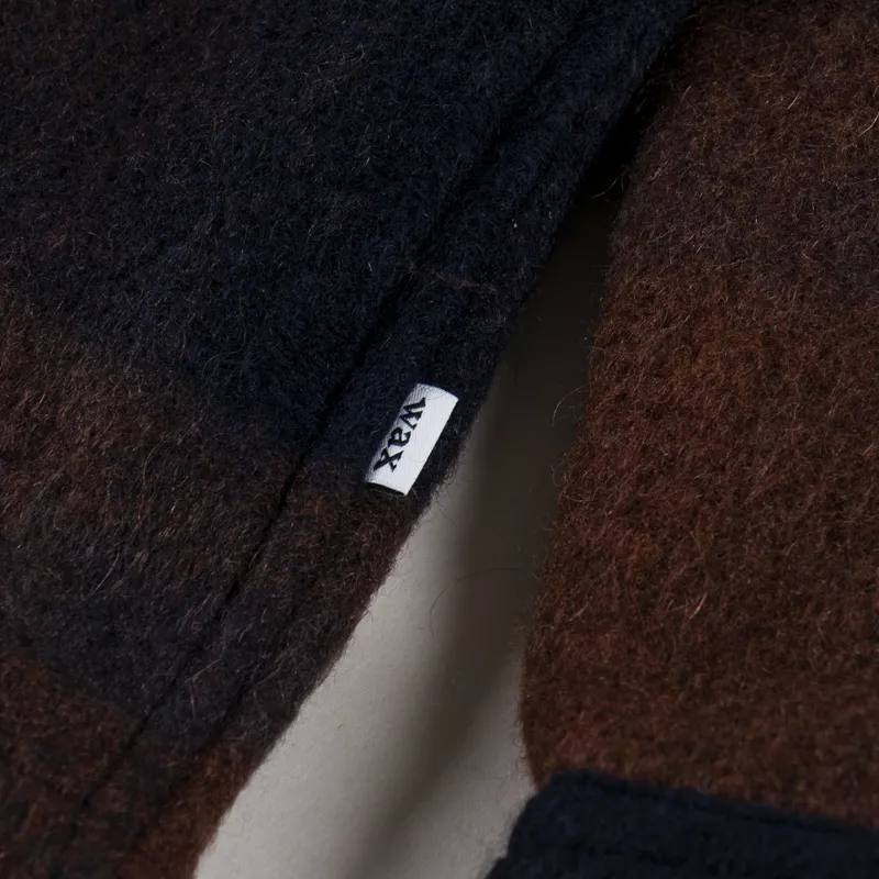 Wax London Whiting Overshirt Mohair Check Brown Blue-6
