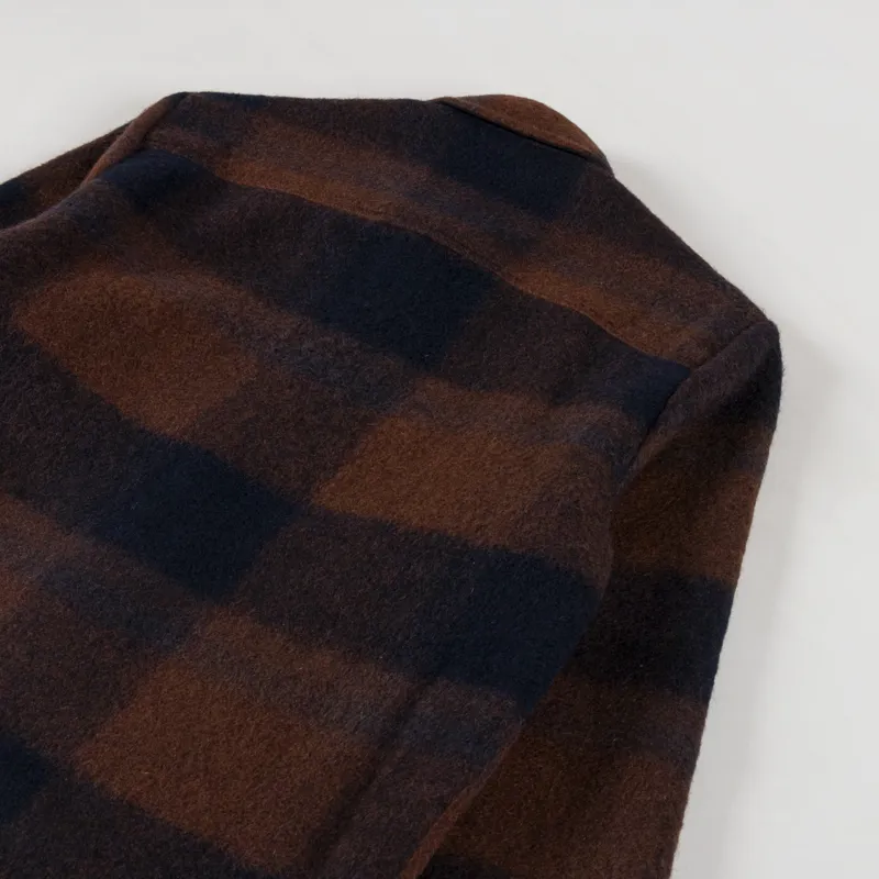 Wax London Whiting Overshirt Mohair Check Brown Blue-3