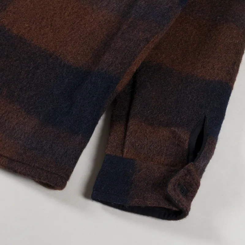 Wax London Whiting Overshirt Mohair Check Brown Blue-8