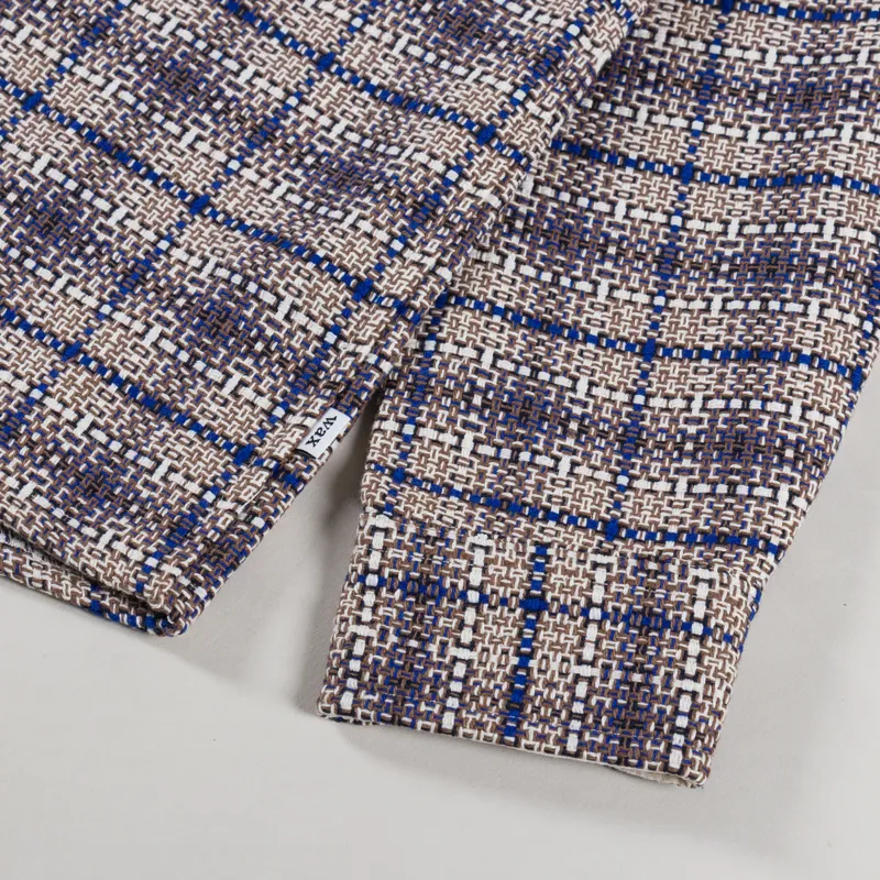 Wax London Whiting Overshirt Basket Check Ecru Blue-8