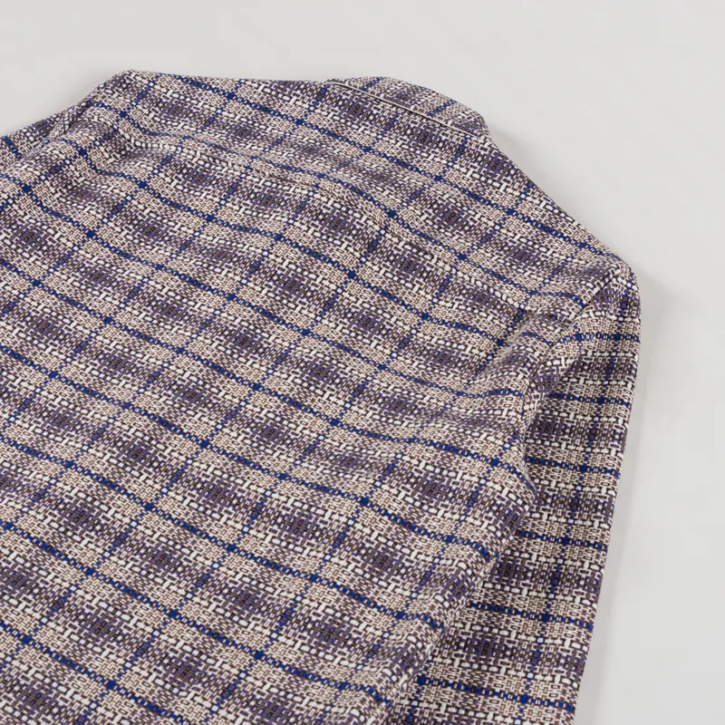 Wax London Whiting Overshirt Basket Check Ecru Blue-3