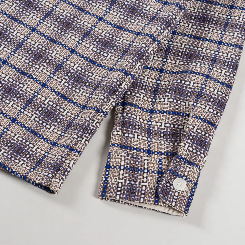 Wax London Whiting Overshirt Basket Check Ecru Blue-9