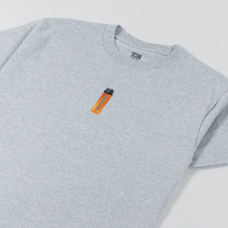 Obey Lighter T Shirt Heather Grey-2