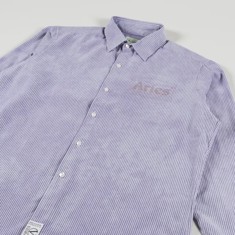 Aries Overdyed Oxford Stripe Shirt Lilac-2