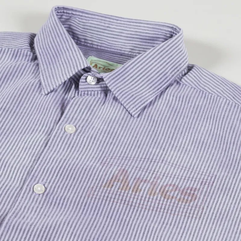 Aries Overdyed Oxford Stripe Shirt Lilac-7