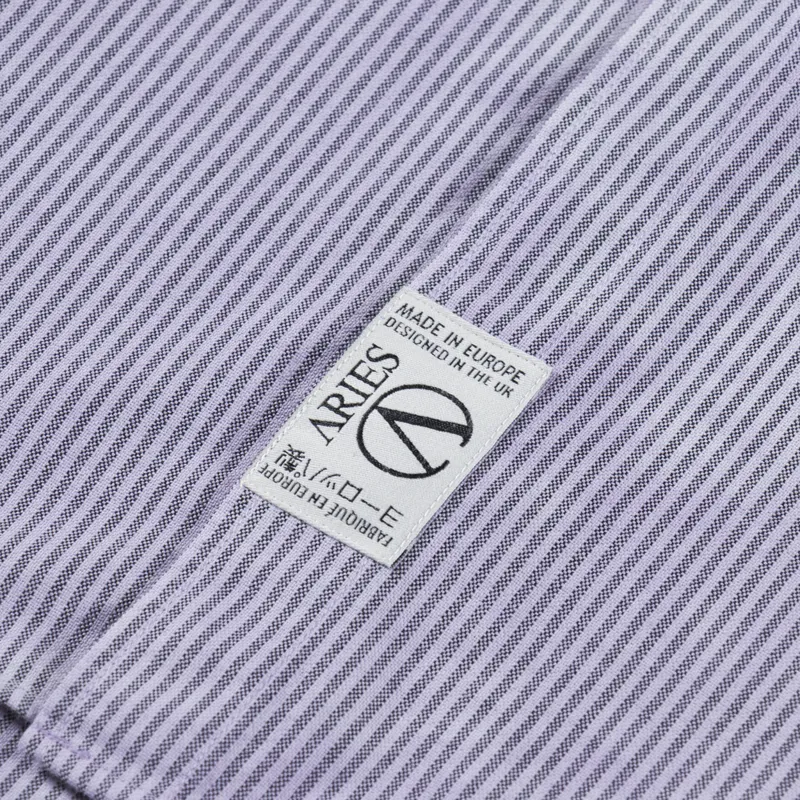 Aries Overdyed Oxford Stripe Shirt Lilac-6