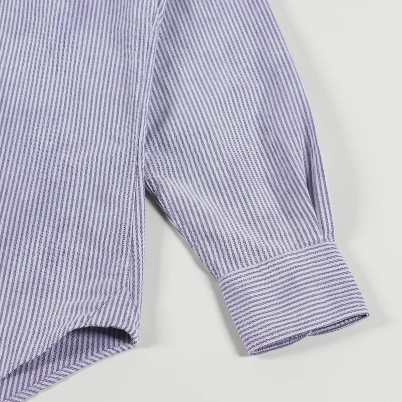 Aries Arise Mens Long Sleeve Overdyed Oxford Stripe Shirt Lilac
