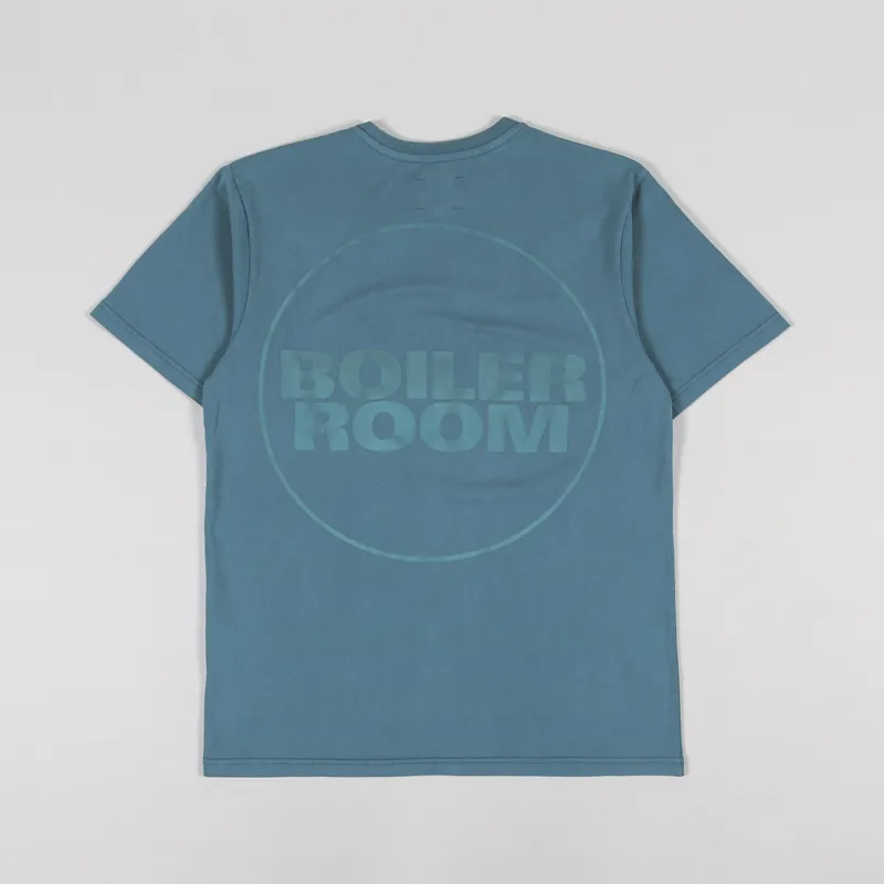 Boiler Room Mens Short Sleeve OG Acid Wash T Shirt Blue