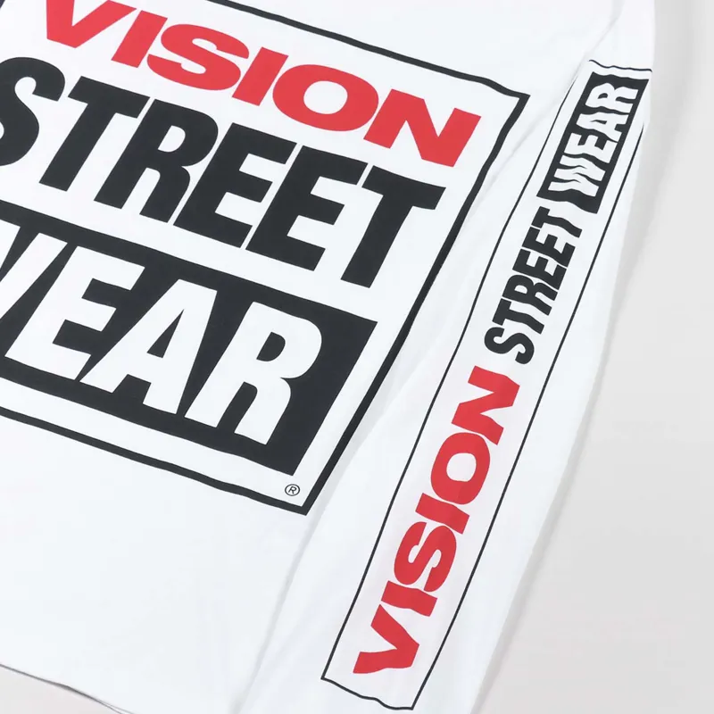 Vision Street Wear Mens OG Box Logo Long Sleeve T Shirt White
