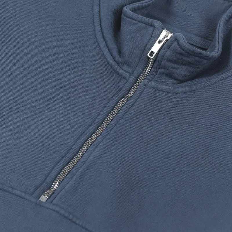 Colorful Standard Organic Quarter Zip Sweat Petrol Blue-5