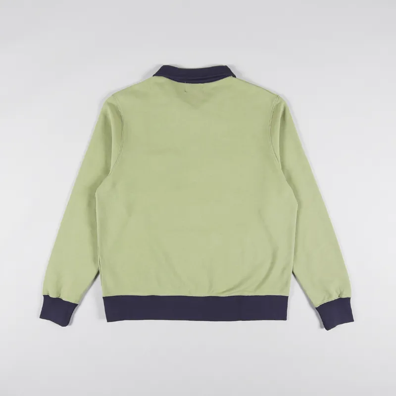 Country Of Origin Organic Quarter Zip Sweat Spring Green Navy-1