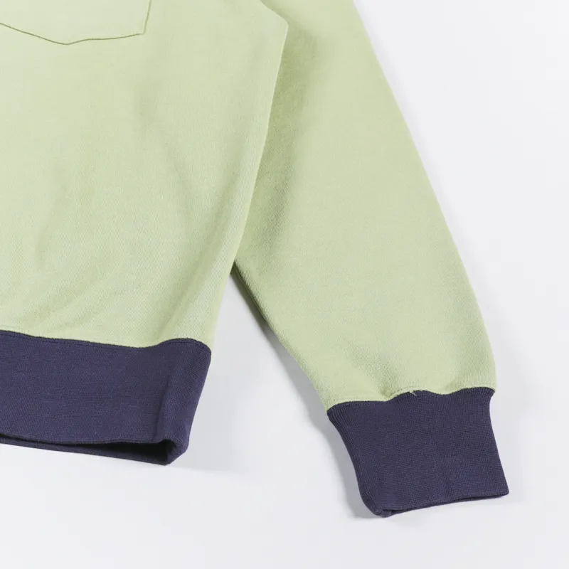 Country Of Origin Organic Quarter Zip Sweat Spring Green Navy-4