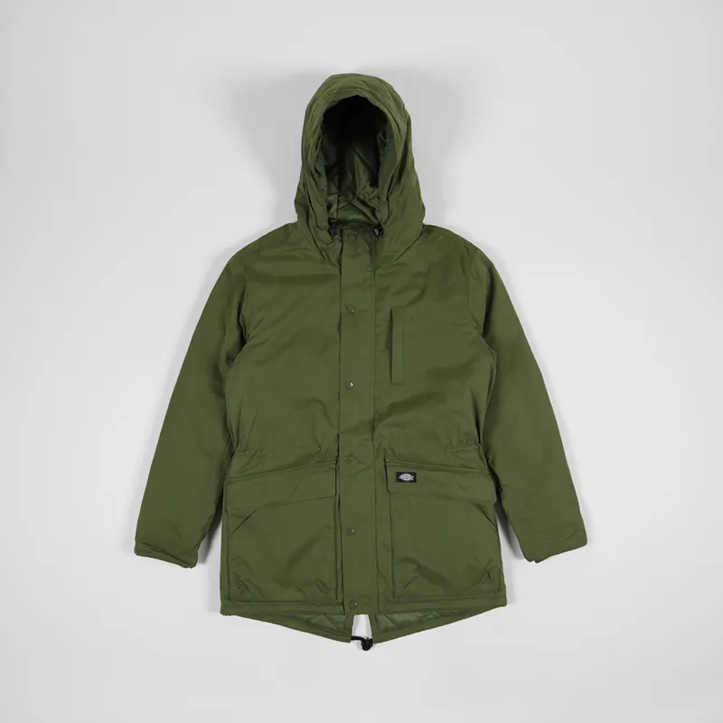 Dickies Lifestyle Mens Olla Fishtail Parka Army Green Jacket