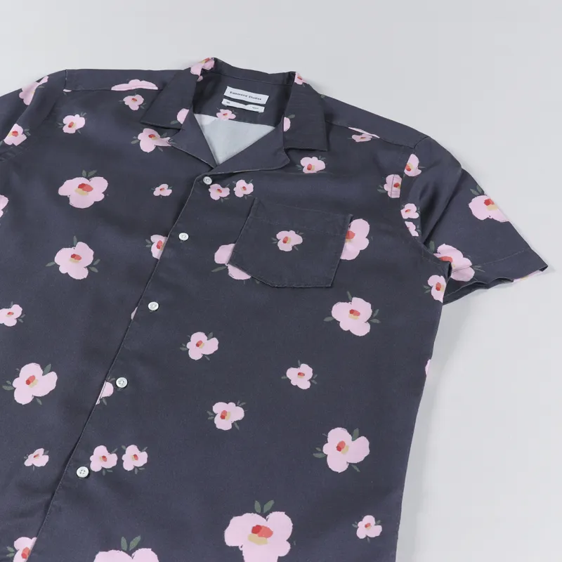 Edmmond Studios Orchid Short Sleeve Shirt Navy-1