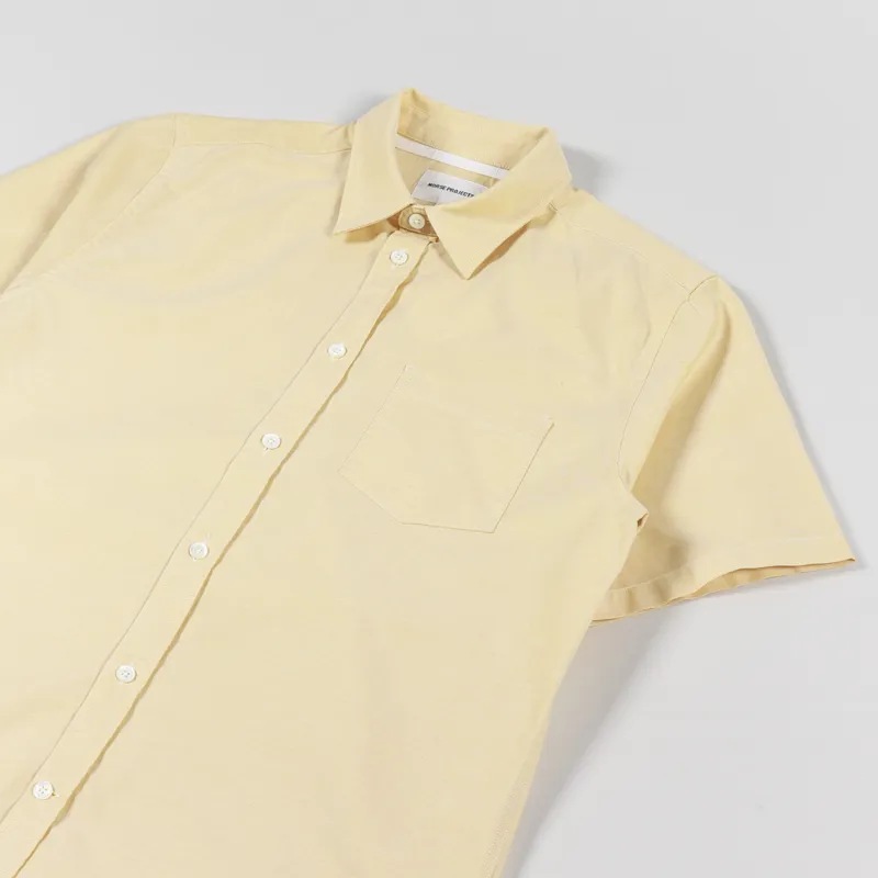 Norse Projects Osvald Oxford Short Sleeve Shirt Light Yellow-2