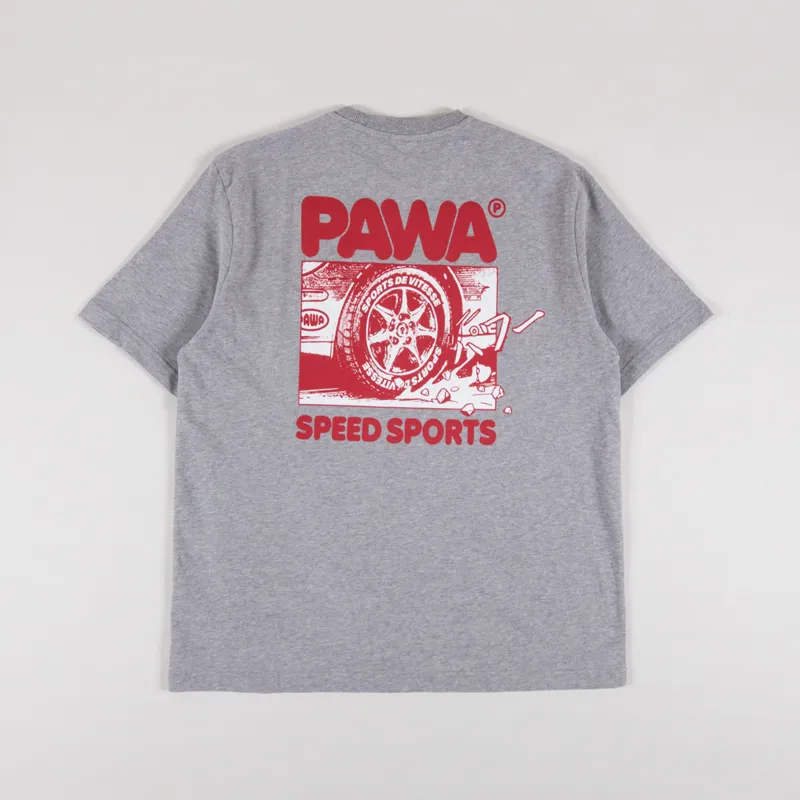 Pawa Speed Sports Burnout T Shirt Grey Marl