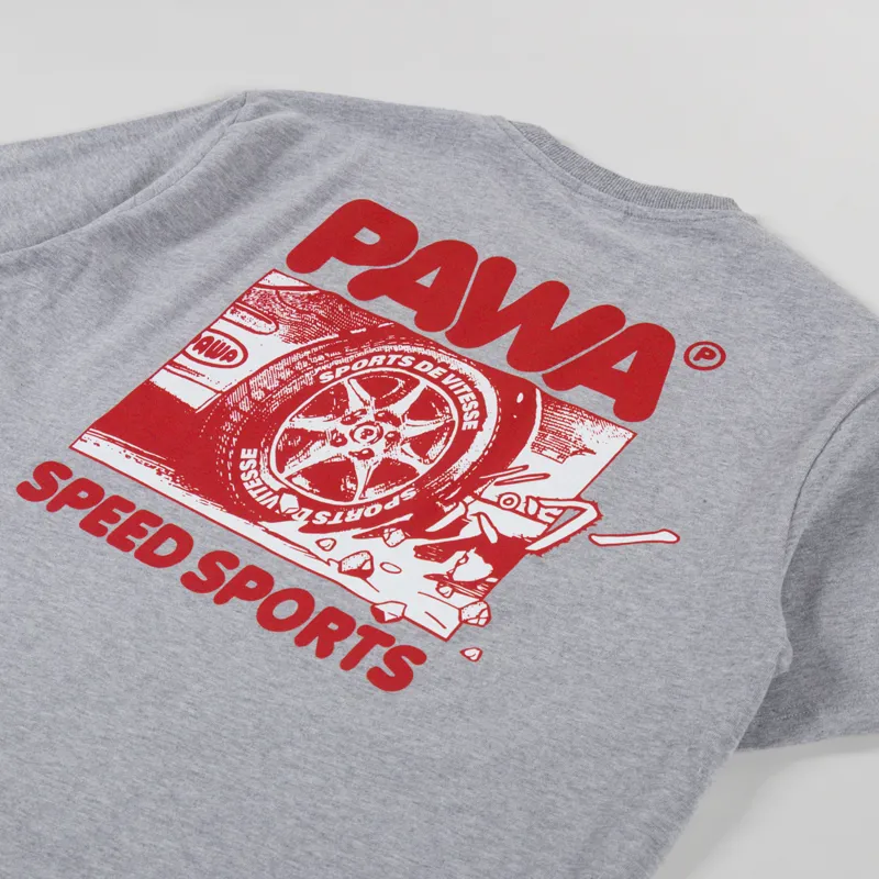 Pawa Speed Sports Burnout T Shirt Grey Marl-2