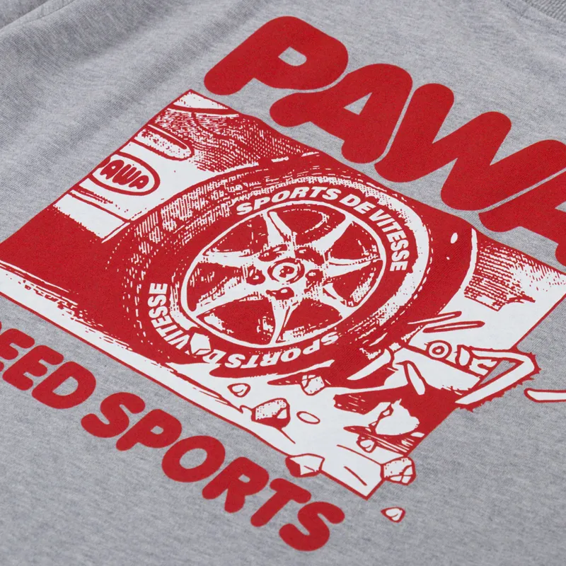 Pawa Speed Sports Burnout T Shirt Grey Marl-4