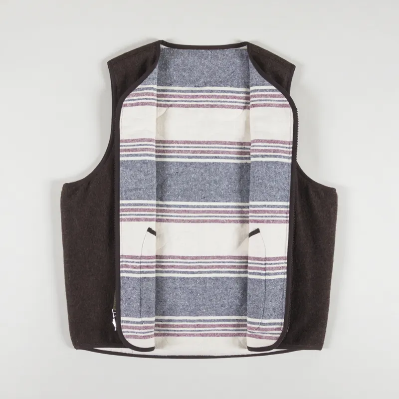 Universal Works Reversible Liner Gilet Brown Melange Melton-1