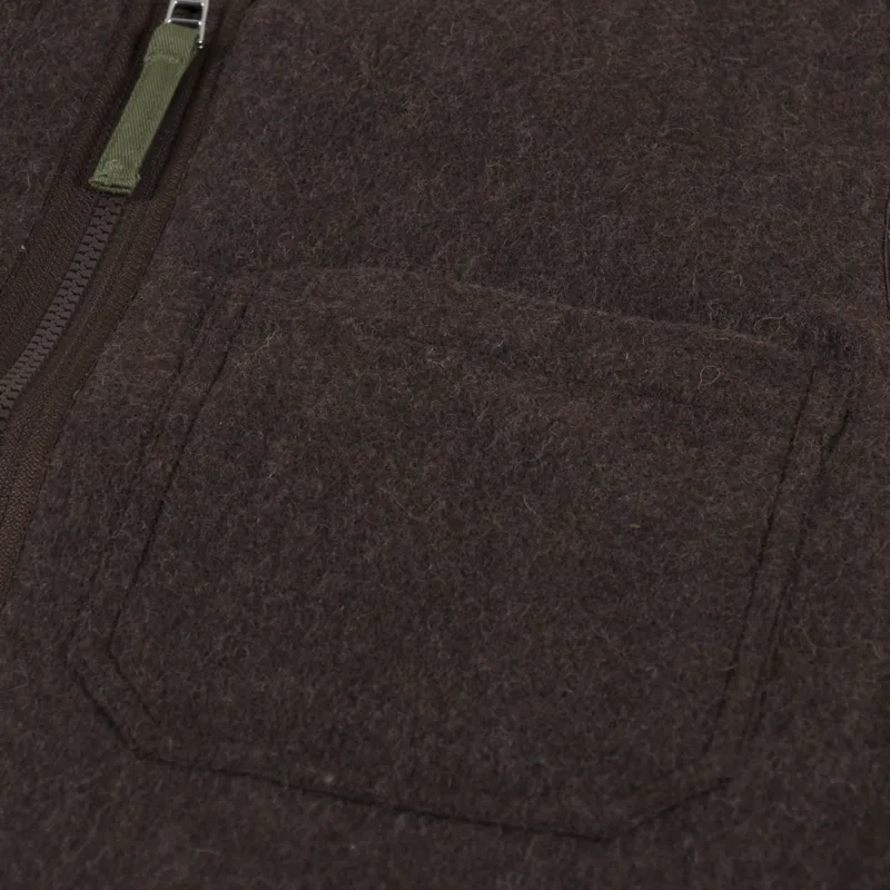 Universal Works Reversible Liner Gilet Brown Melange Melton-10