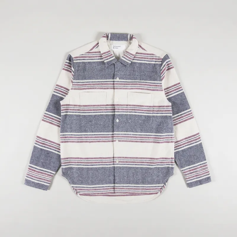 Universal Works Brushed Stripe Work Shirt Ecru