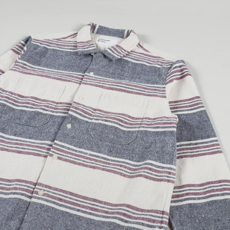 Universal Works Brushed Stripe Work Shirt Ecru-2