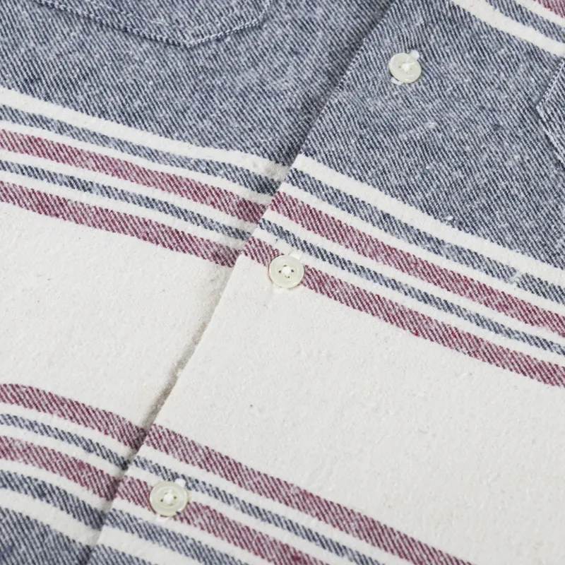 Universal Works Brushed Stripe Work Shirt Ecru-6