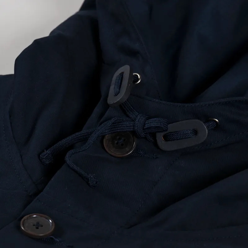 Universal Works Boston Parka Navy Brushed Polytech-11