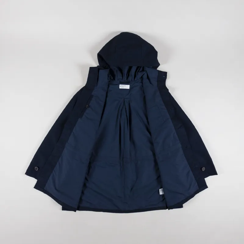 Universal Works Boston Parka Navy Brushed Polytech-1