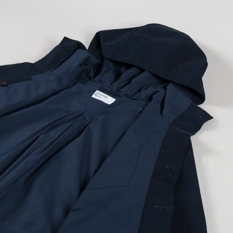 Universal Works Boston Parka Navy Brushed Polytech-4