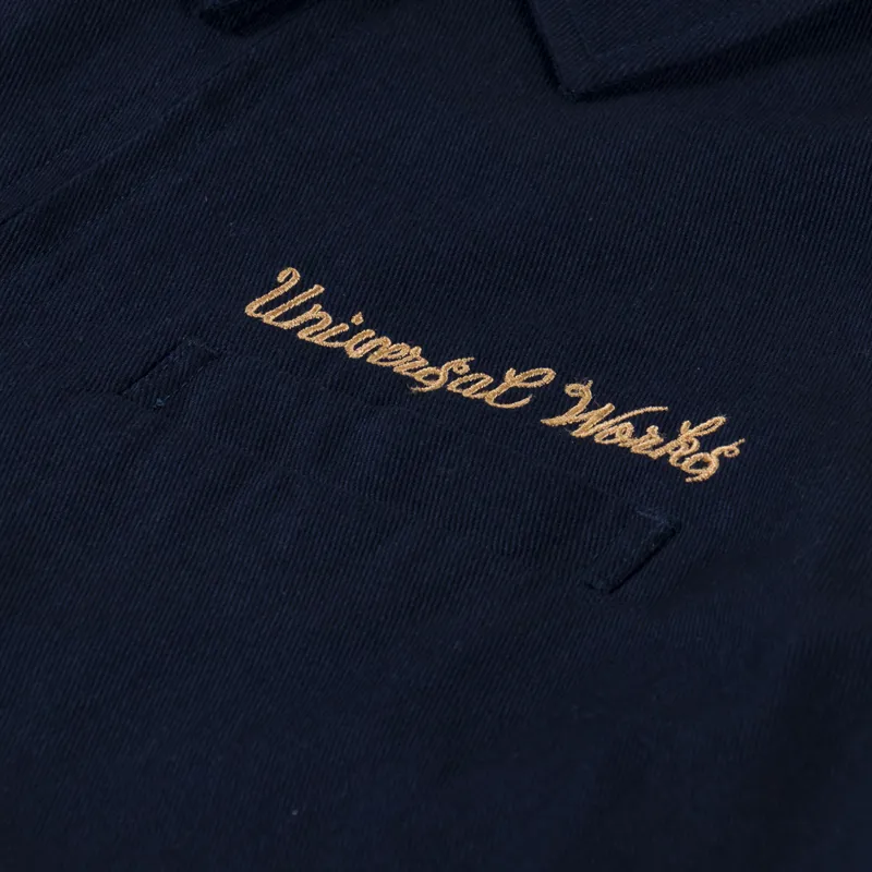 Universal Works Windcheater Jacket Navy Embroidered Works Twill-5
