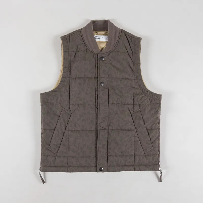 Universal Works Carlton Gilet Sand Leopard Recycled Polytech