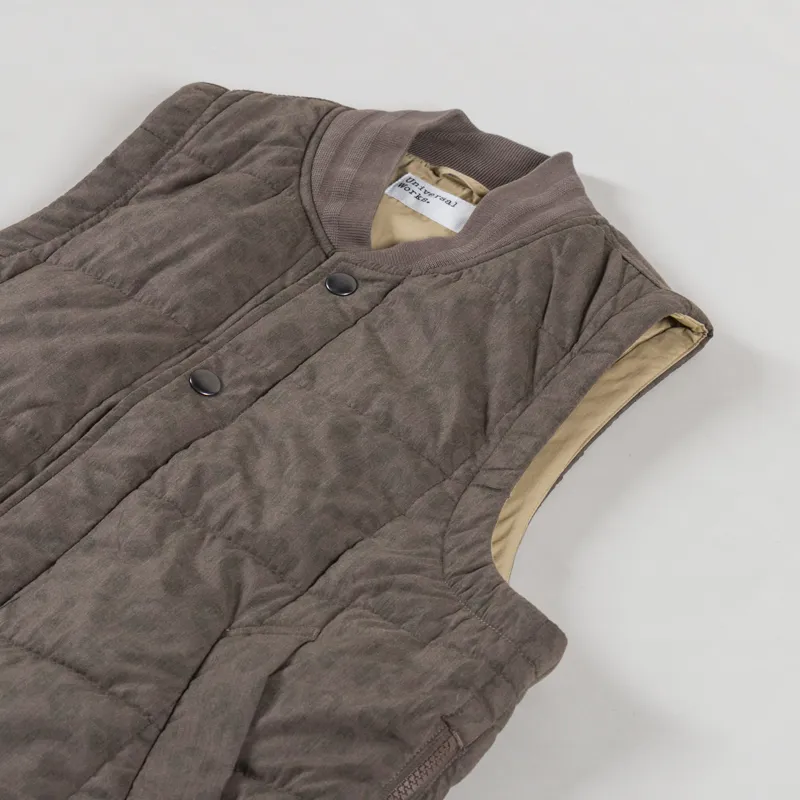 Universal Works Carlton Gilet Sand Leopard Recycled Polytech-3