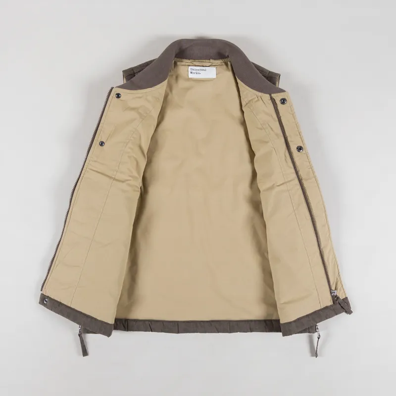 Universal Works Carlton Gilet Sand Leopard Recycled Polytech-1