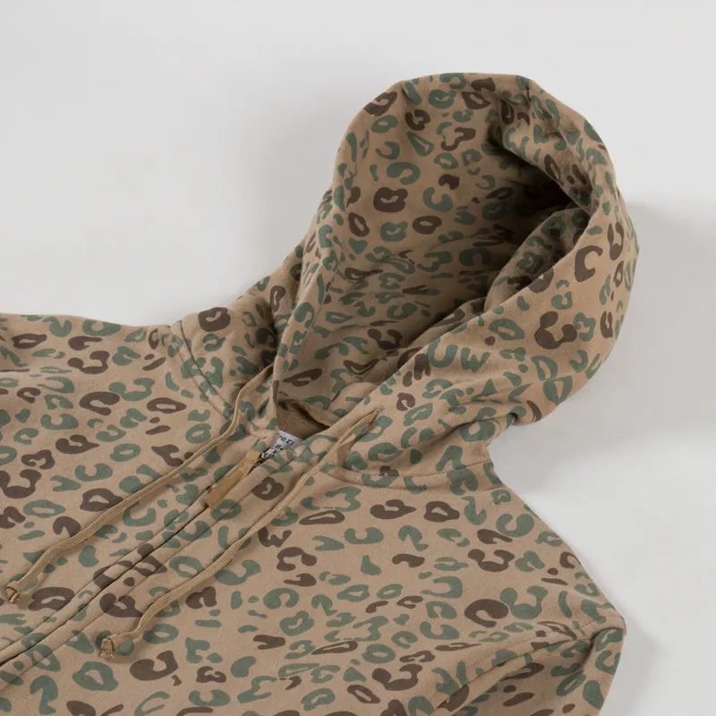 Universal Works New York Hoodie Sand Leopard Brush Back-3