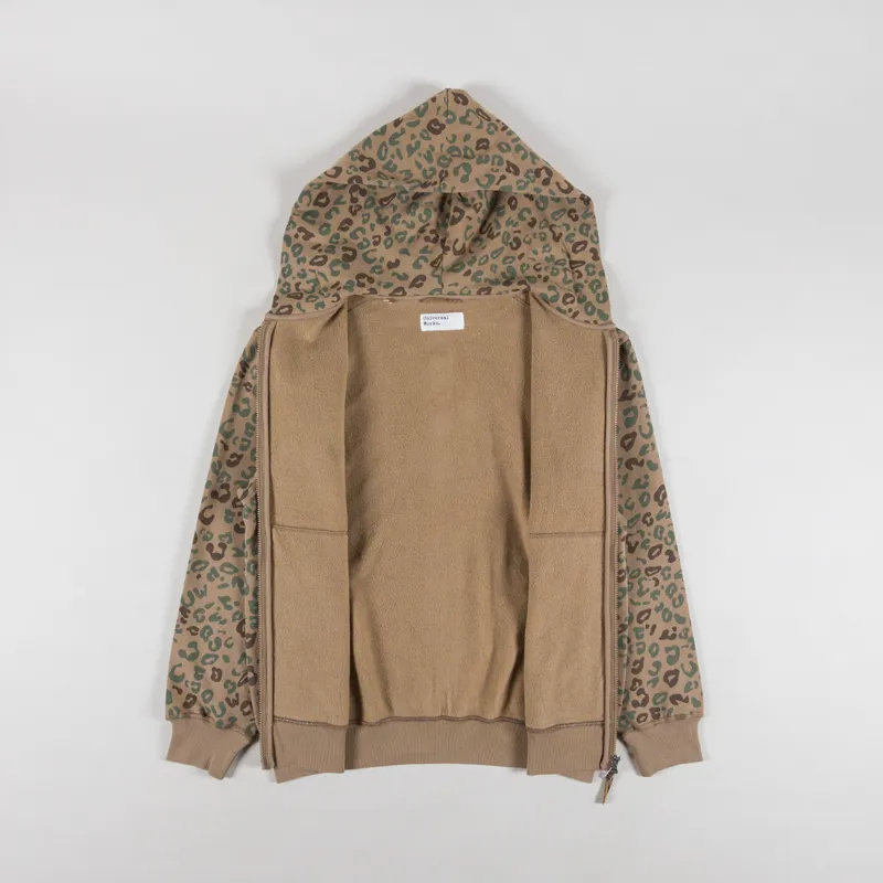 Universal Works New York Hoodie Sand Leopard Brush Back-1