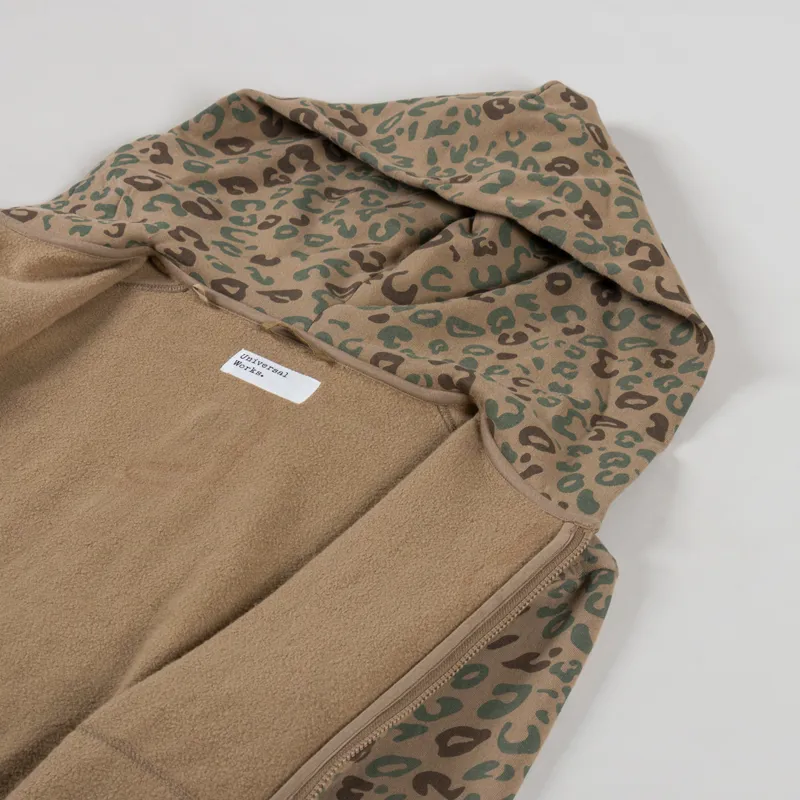 Universal Works New York Hoodie Sand Leopard Brush Back-4