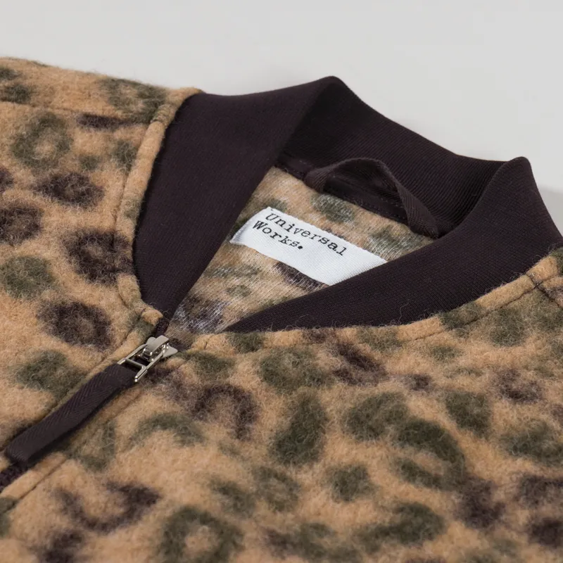 Universal Works Zip Waistcoat Camo Leopard Fleece-4