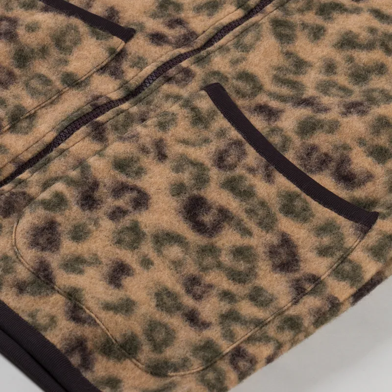 Universal Works Zip Waistcoat Camo Leopard Fleece-5