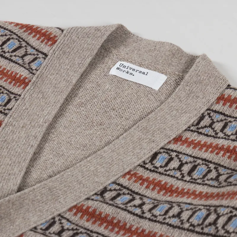 Universal Works Langdale Cardigan Oatmeal Eco Wool-4