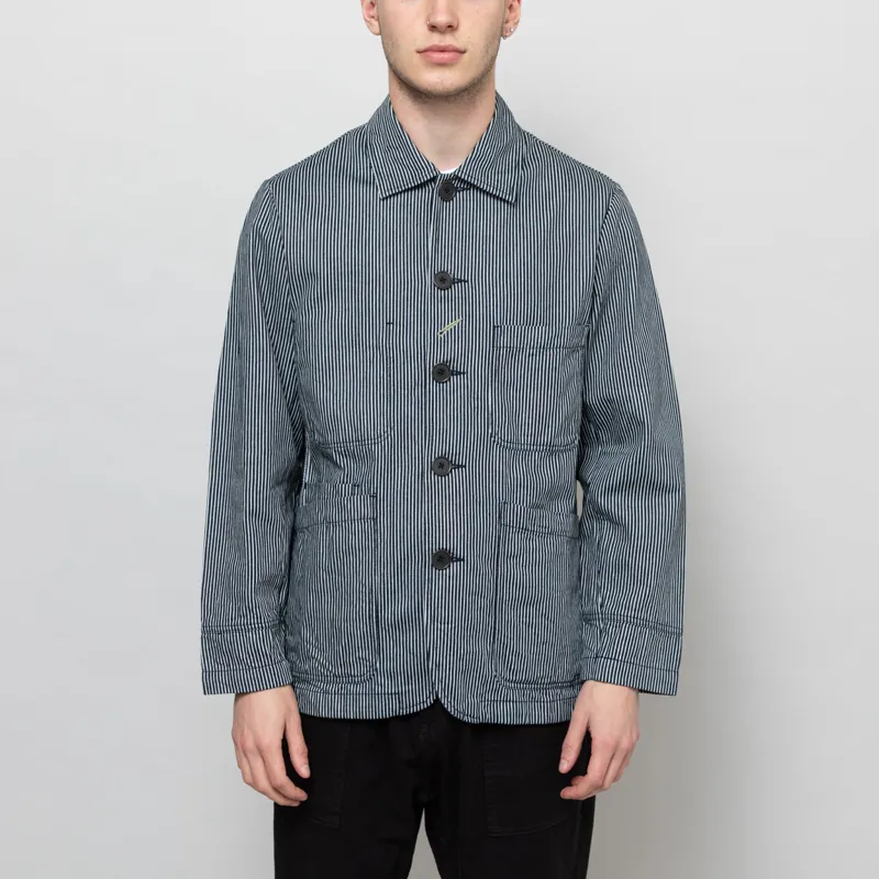 Universal Works Original Bakers Jacket Indigo Hickory Stripe Denim