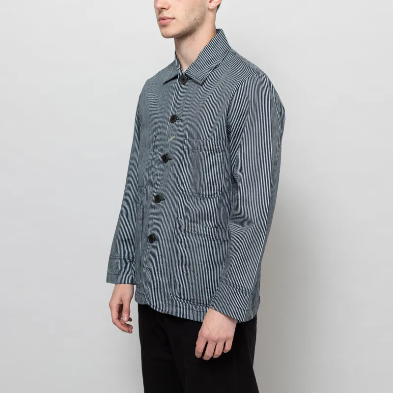 Universal Works Original Bakers Jacket Indigo Hickory Stripe Denim-1