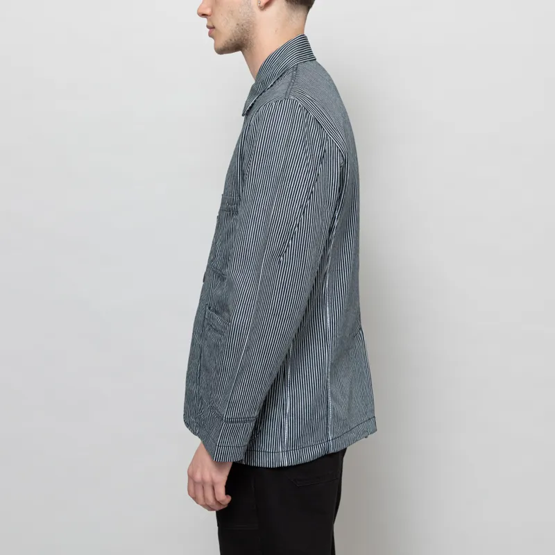 Universal Works Original Bakers Jacket Indigo Hickory Stripe Denim-2