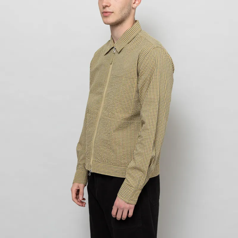 Universal Works Zip Uniform Jacket Yellow Japanese Seersucker-1