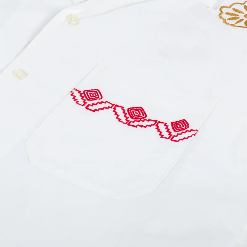 Universal Works Minari Shirt Embroidered Ecru Poplin-4