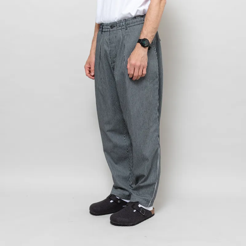 Universal Works Pleated Track Pant Indigo Hickory Stripe Denim-1